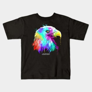 Colorful American Bird Bald Eagle Head For Earth Day Kids T-Shirt